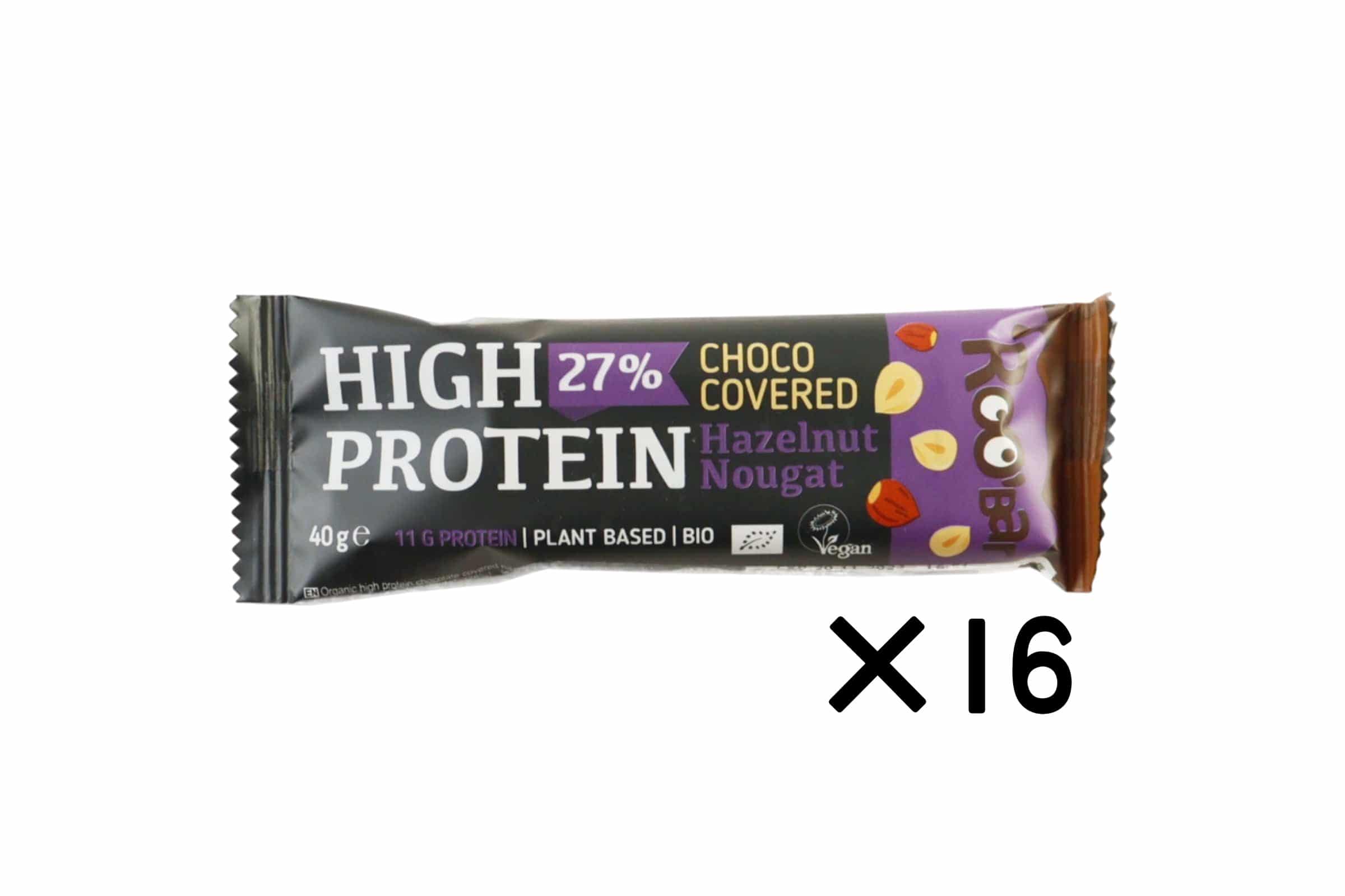 【送料無料】オーガニックチョコレートハイプロテインバー（ヘーゼルナッツ）16点セット