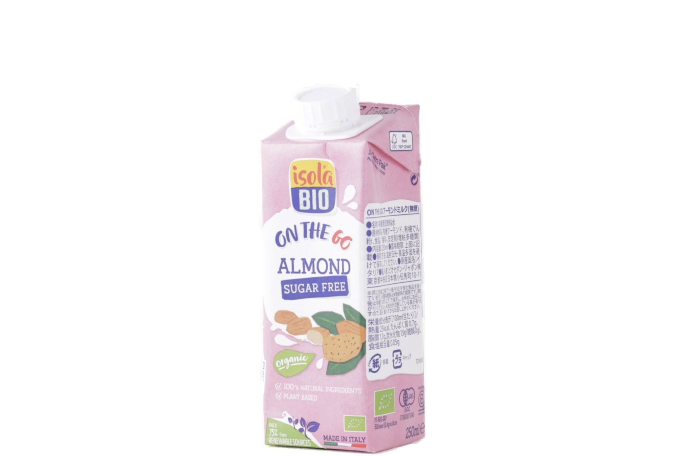 ON THE GO アーモンドミルク(無糖）250ml／1ケース24本入り【ポイント2倍】
